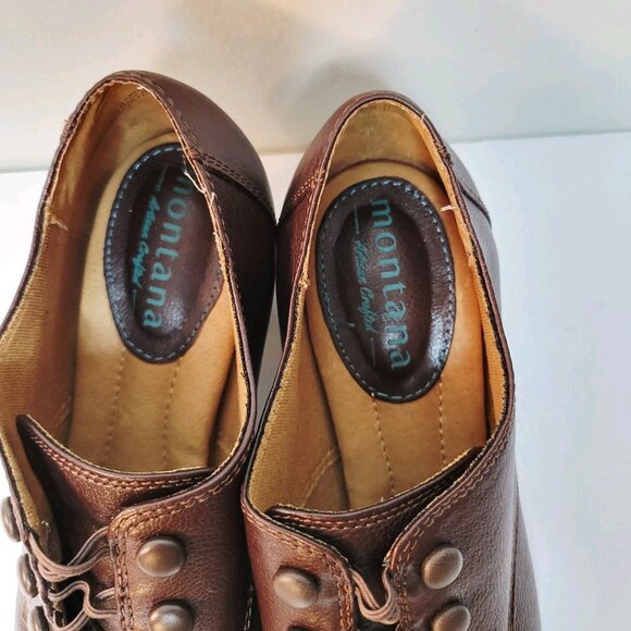 MONTANA Artisan Crafted Women's Brown Leather Cap Toe BOOTIE Comfort Shoes 8.5 M - Picture 3 of 6